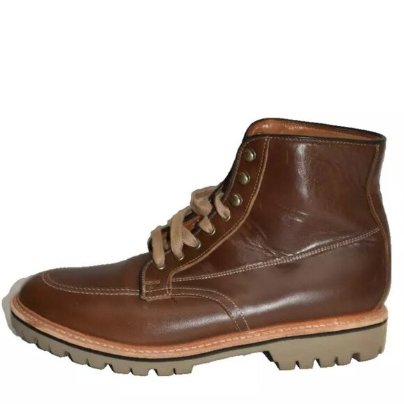 New! ALLEN EDMONDS Freeport Apron Toe Boot Brown Leather Size 11 D DD435 4914